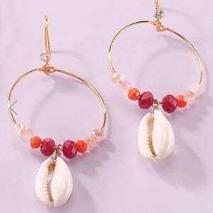 Beachy Coral Hoop Earrings